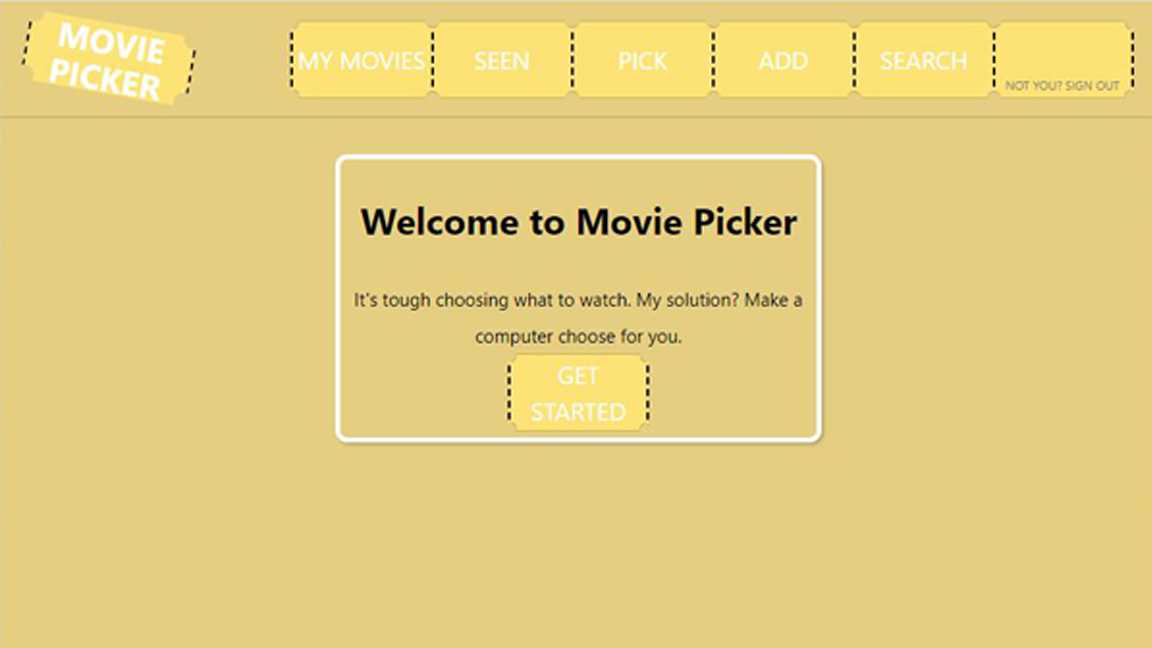 preview of the finished project, a movie picking web application